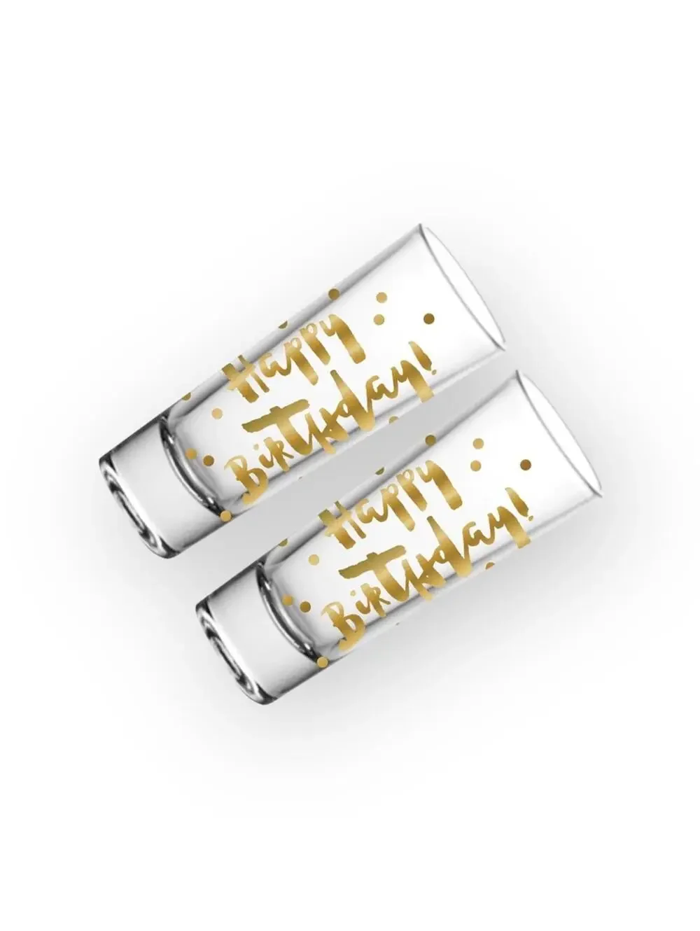new Slant ✶ Happy Birthday Shot Glass Set2 ✶ Double Shot Glasses ✶ Gold Foil ✶